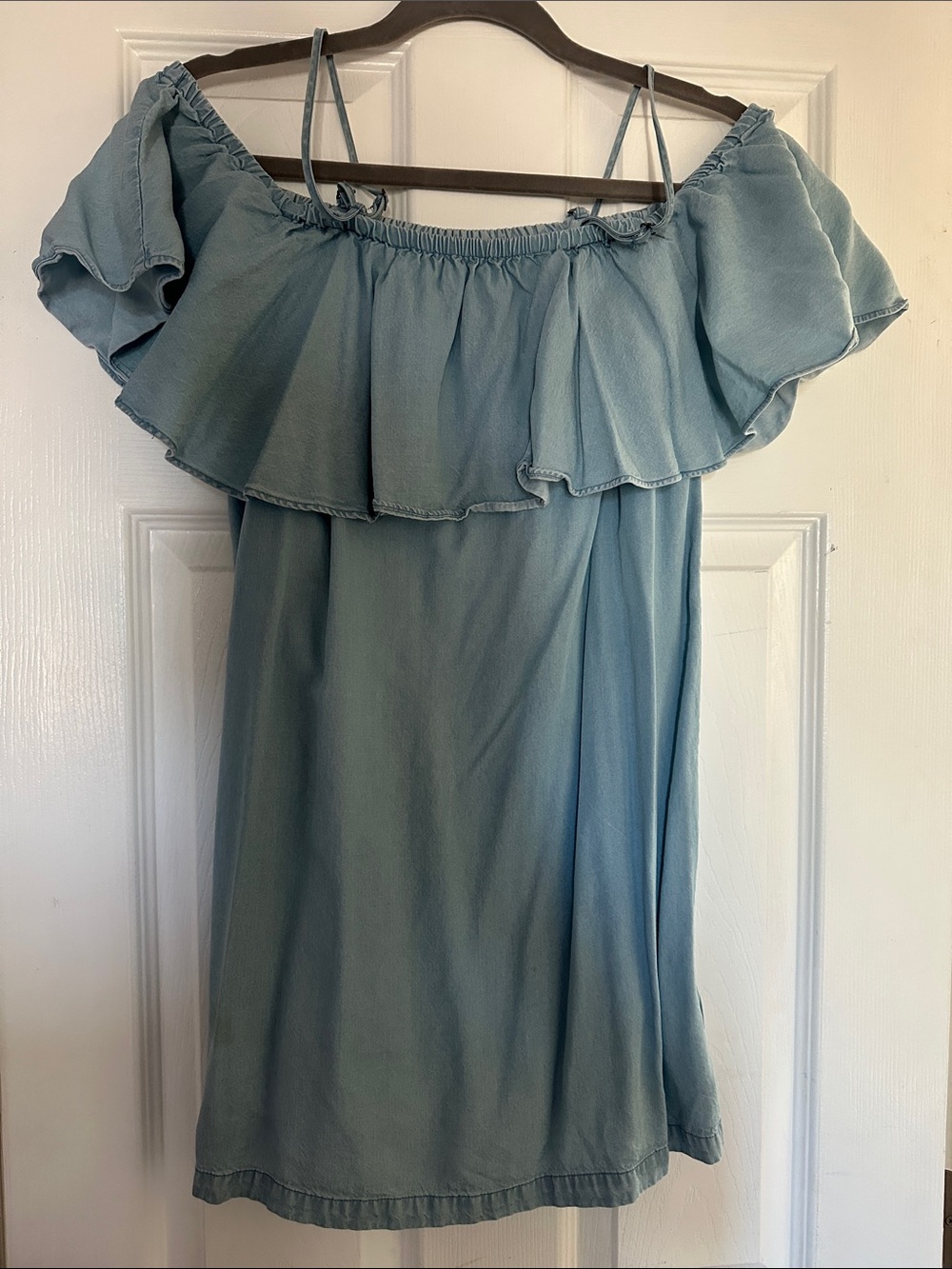Cooperative Light Blue Off-Shoulder Ruffle Mini Dress